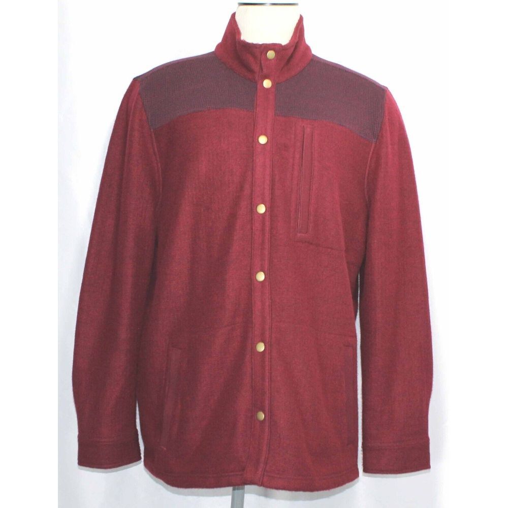 Carbon 2 Colbalt Maroon Snap Front Brushed Fleece Sweater Jacket Mens Size XL‎